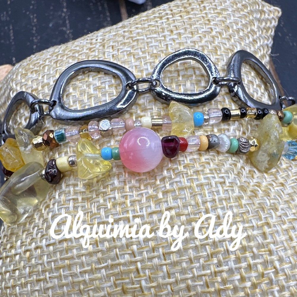 CITRINE CHUNKY WRAP AROUND BRACELET - Picture 2 of 4